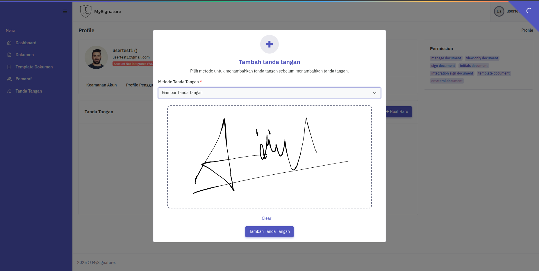 Tampilan UI My Signature